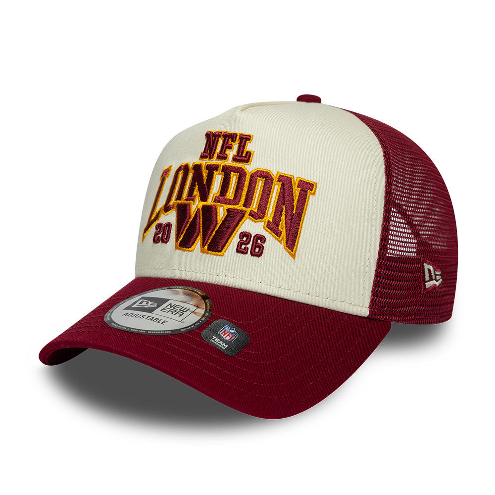 Washington Commanders New Era 2026 London Game 9FORTY A-Frame Trucker NFL Cap Rot