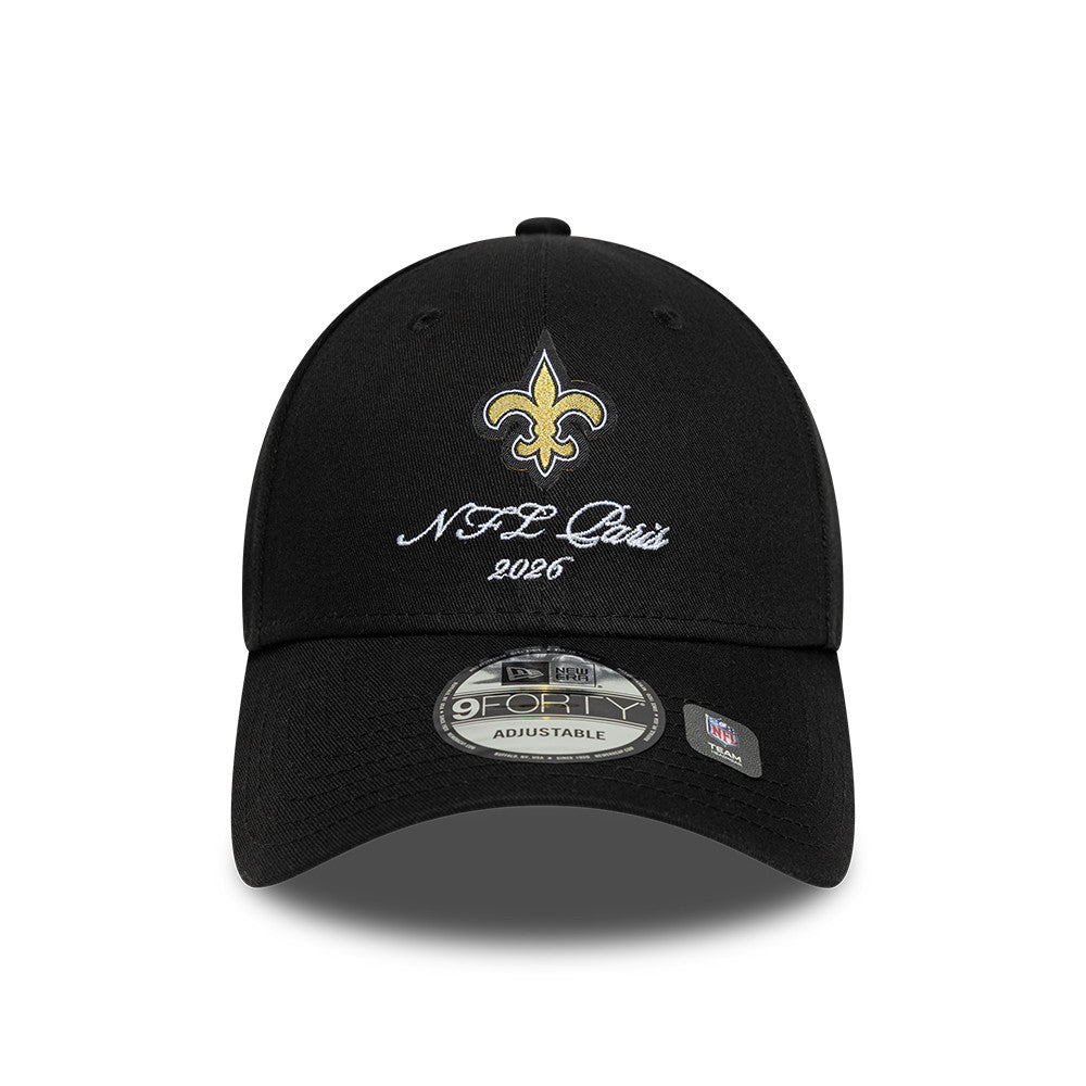 New Orleans Saints New Era 2026 Paris Game Script 9FORTY Snapback NFL Cap Schwarz