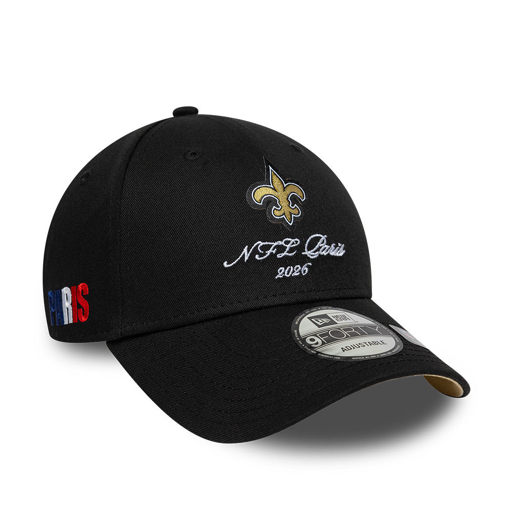 New Orleans Saints New Era 2026 Paris Game Script 9FORTY Snapback NFL Cap Schwarz