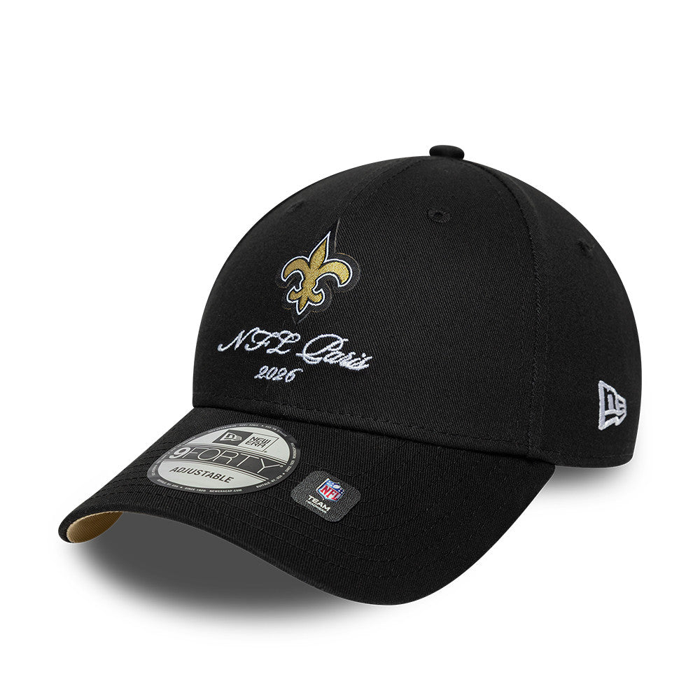 New Orleans Saints New Era 2026 Paris Game Script 9FORTY Snapback NFL Cap Schwarz