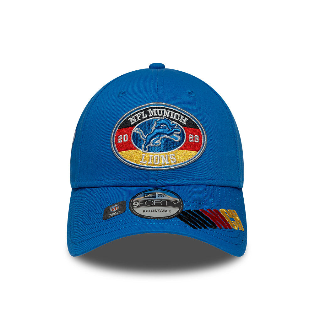 Detroit Lions New Era 2026 München Game 9FORTY Snapback NFL Cap Blau