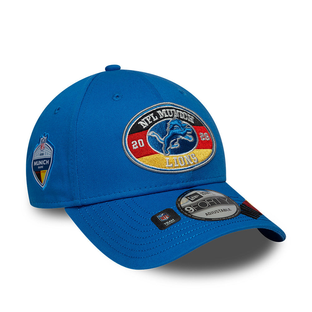 Detroit Lions New Era 2026 München Game 9FORTY Snapback NFL Cap Blau