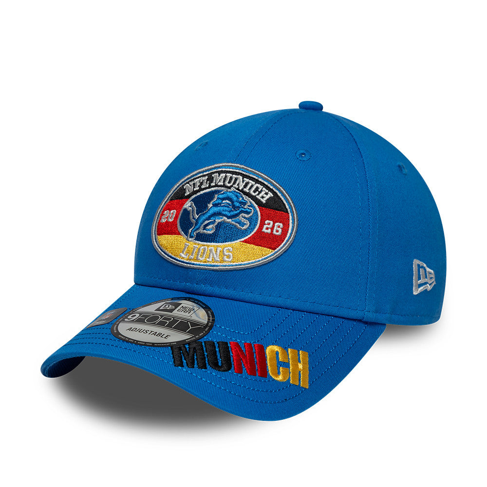 Detroit Lions New Era 2026 München Game 9FORTY Snapback NFL Cap Blau