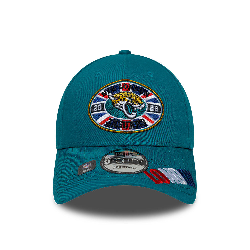 Jacksonville Jaguars New Era 2026 London Game 9FORTY Snapback NFL Cap Türkis