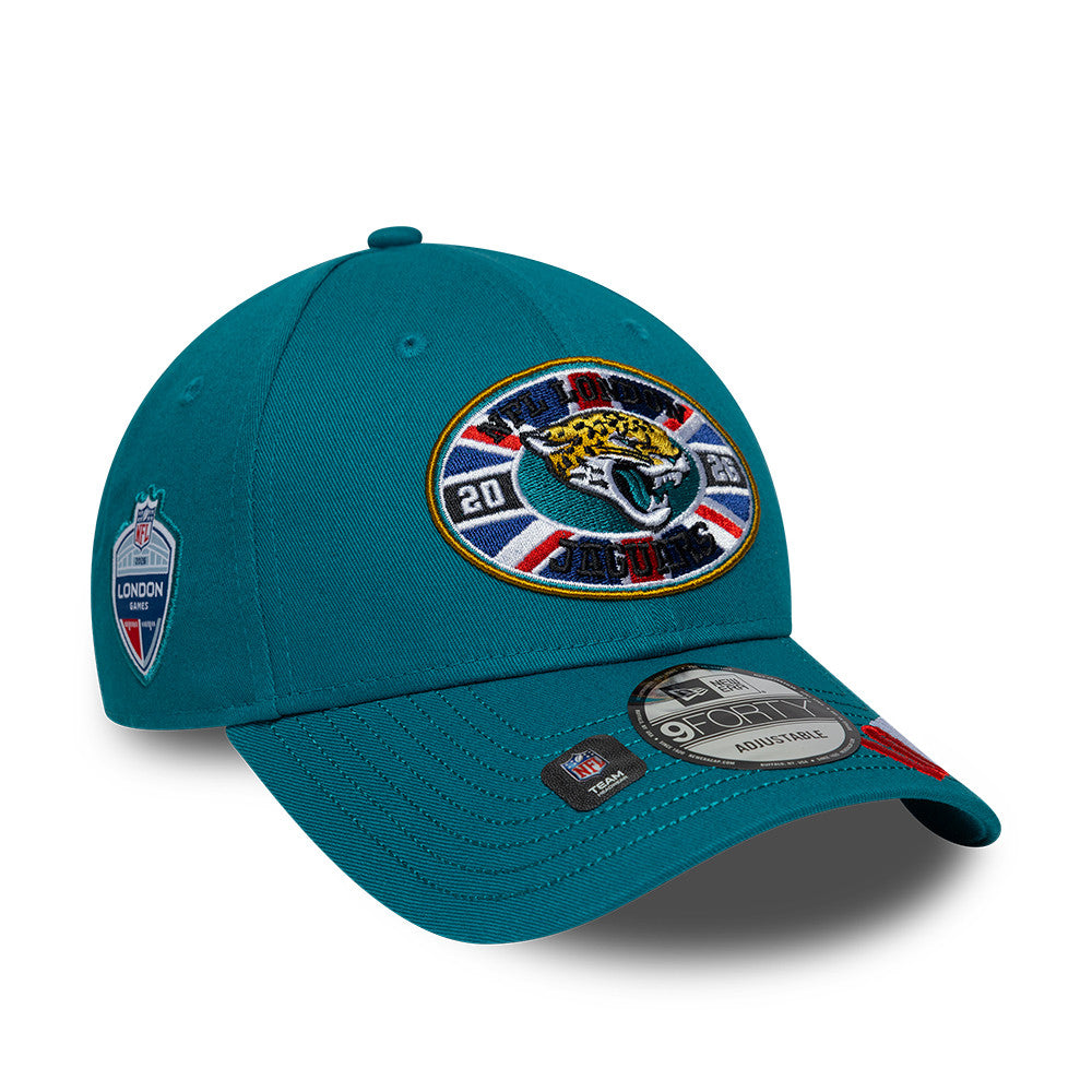Jacksonville Jaguars New Era 2026 London Game 9FORTY Snapback NFL Cap Türkis