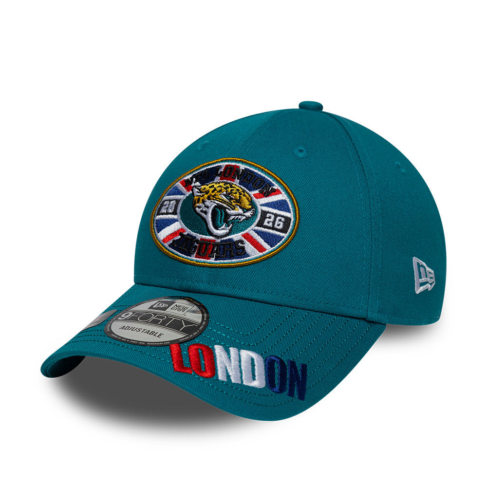 Jacksonville Jaguars New Era 2026 London Game 9FORTY Snapback NFL Cap Türkis