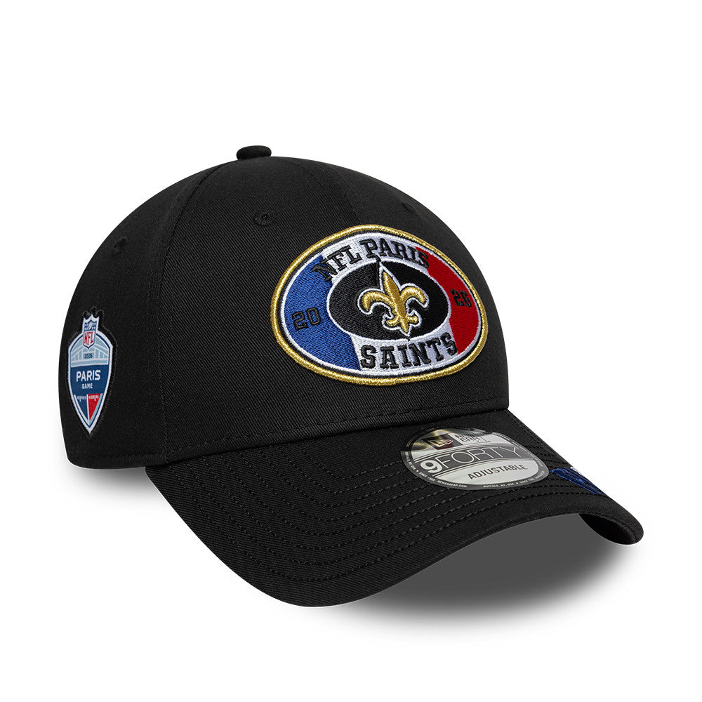New Orleans Saints New Era 2026 Paris Game 9FORTY Snapback NFL Cap Schwarz