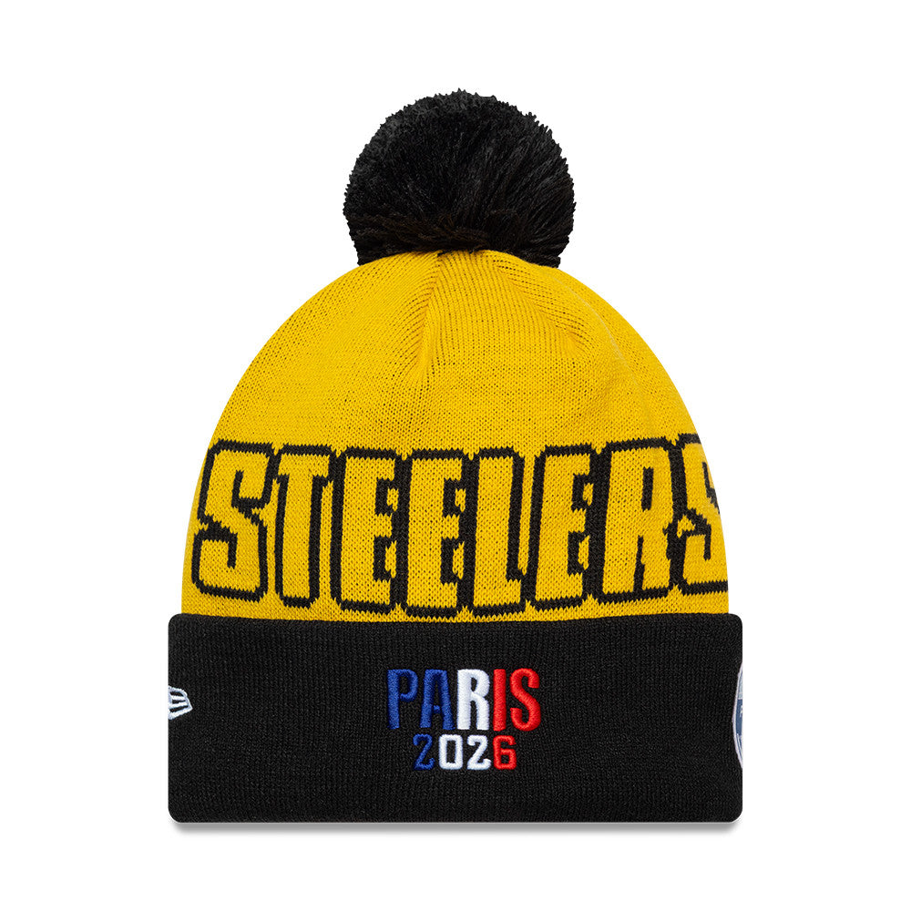 Pittsburgh Steelers New Era 2026 Paris Game NFL Cuff Knit Beanie Gelb