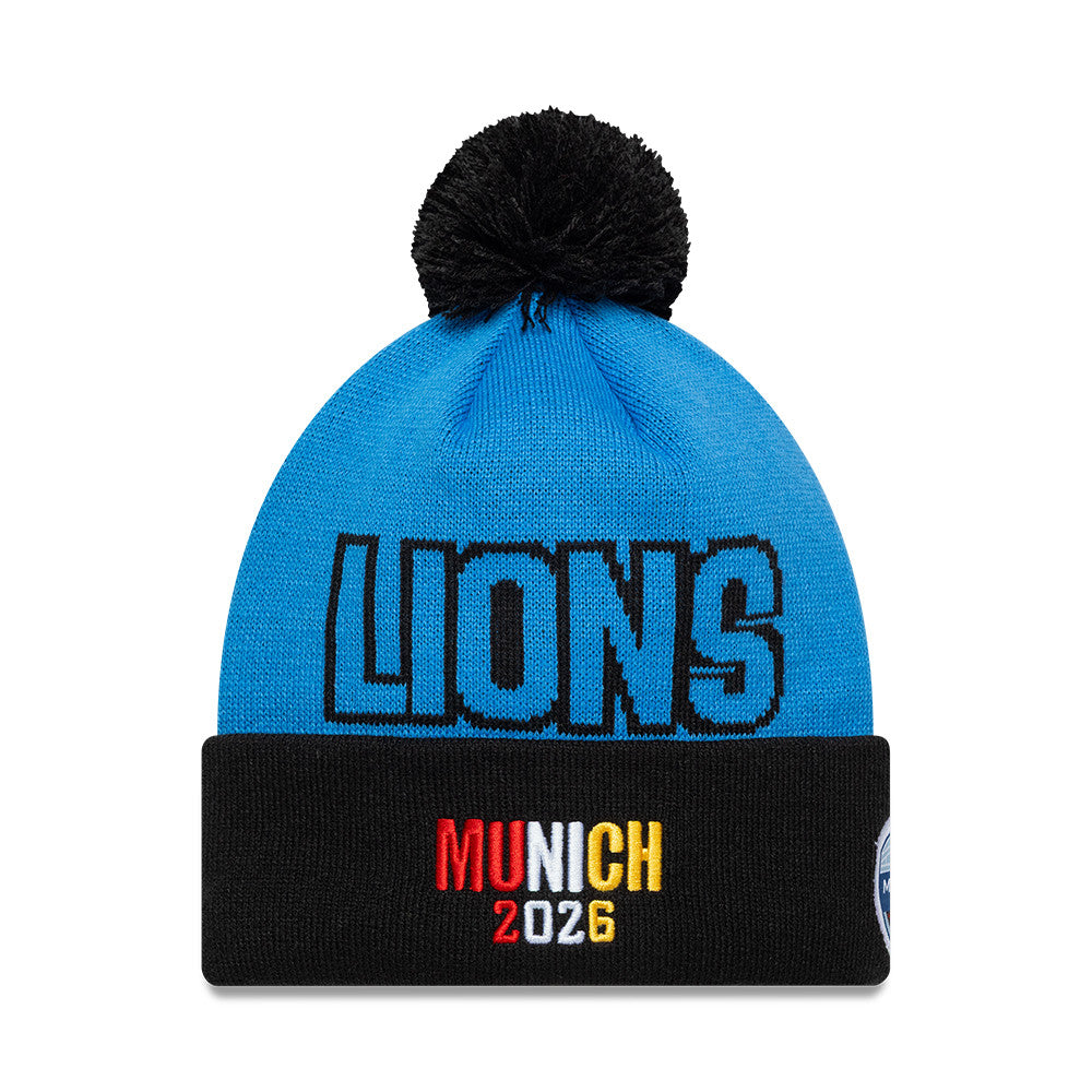 Detroit Lions New Era 2026 München Game NFL Cuff Knit Beanie Blau