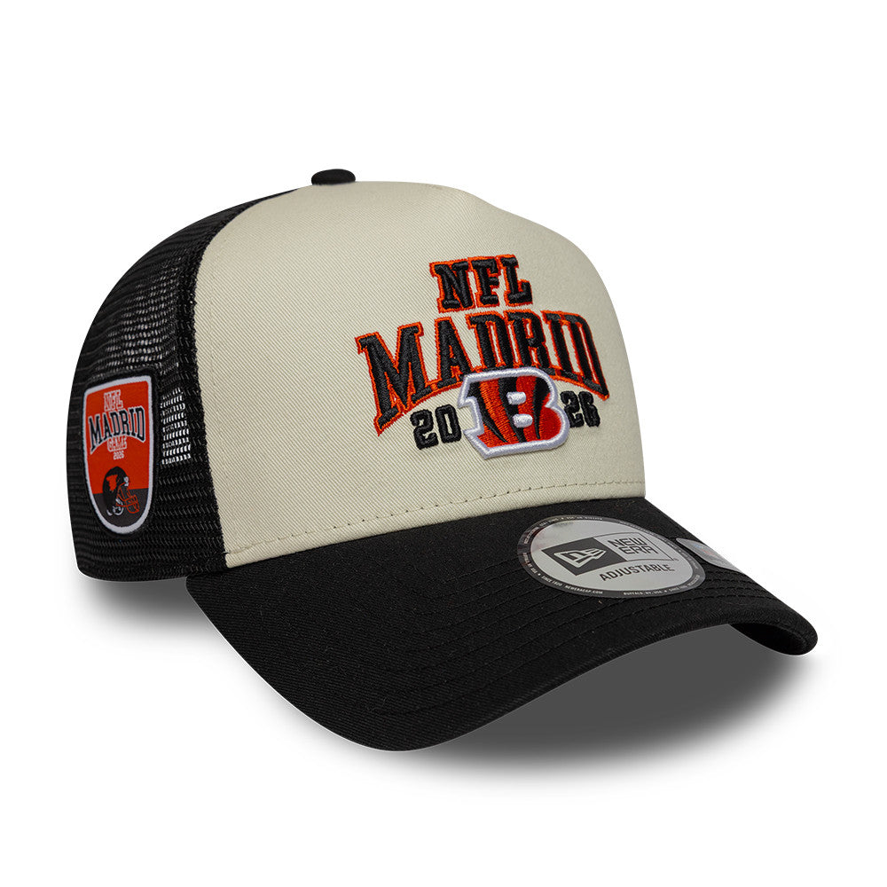Cincinnati Bengals New Era 2026 Madrid Game 9FORTY A-Frame Trucker NFL Cap Schwarz