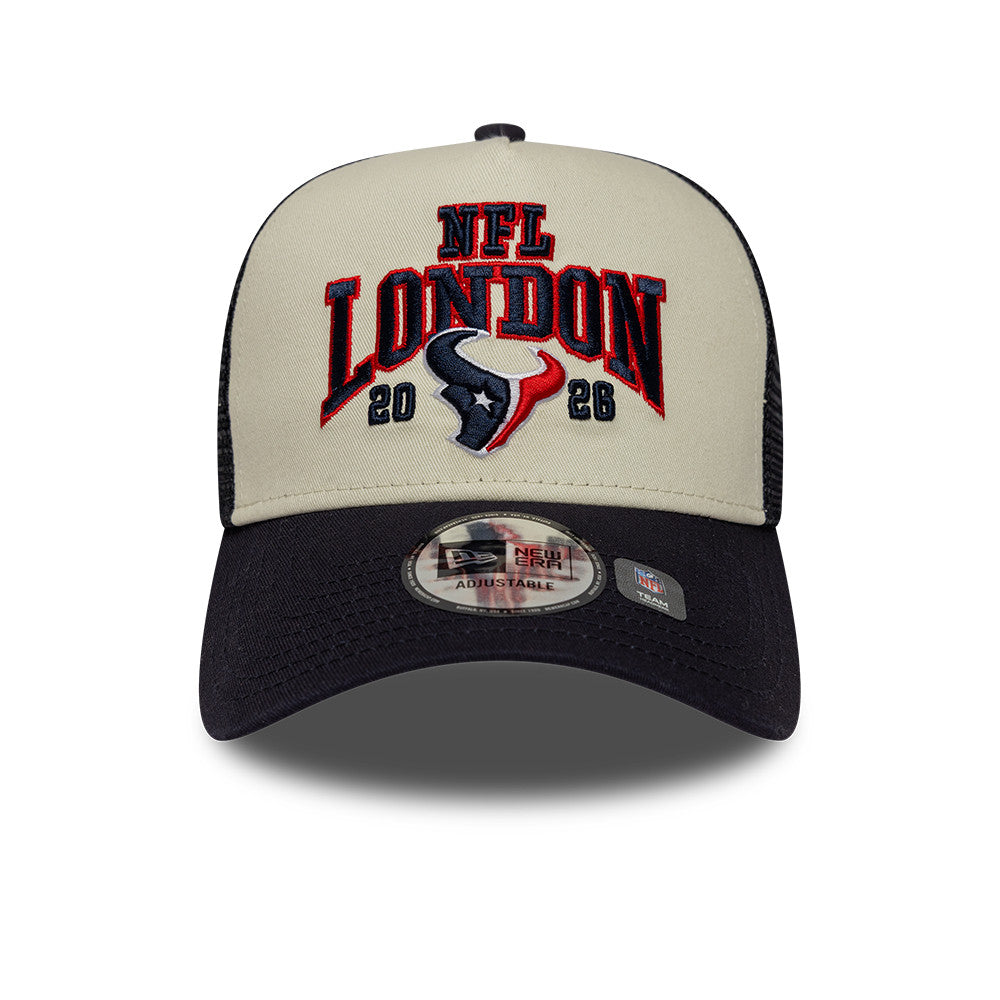 Houston Texans New Era 2026 London Game 9FORTY A-Frame Trucker NFL Cap Navy Blau