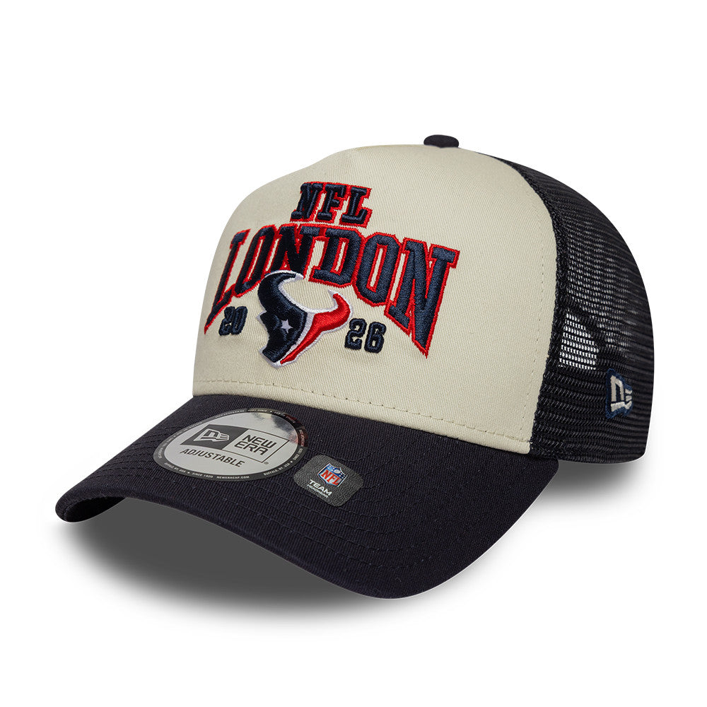 Houston Texans New Era 2026 London Game 9FORTY A-Frame Trucker NFL Cap Navy Blau