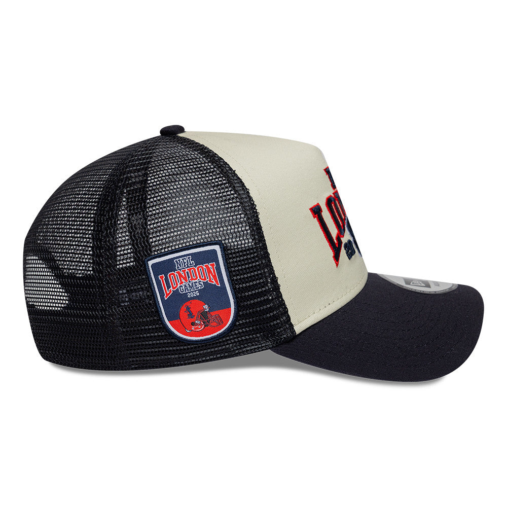 Houston Texans New Era 2026 London Game 9FORTY A-Frame Trucker NFL Cap Navy Blau