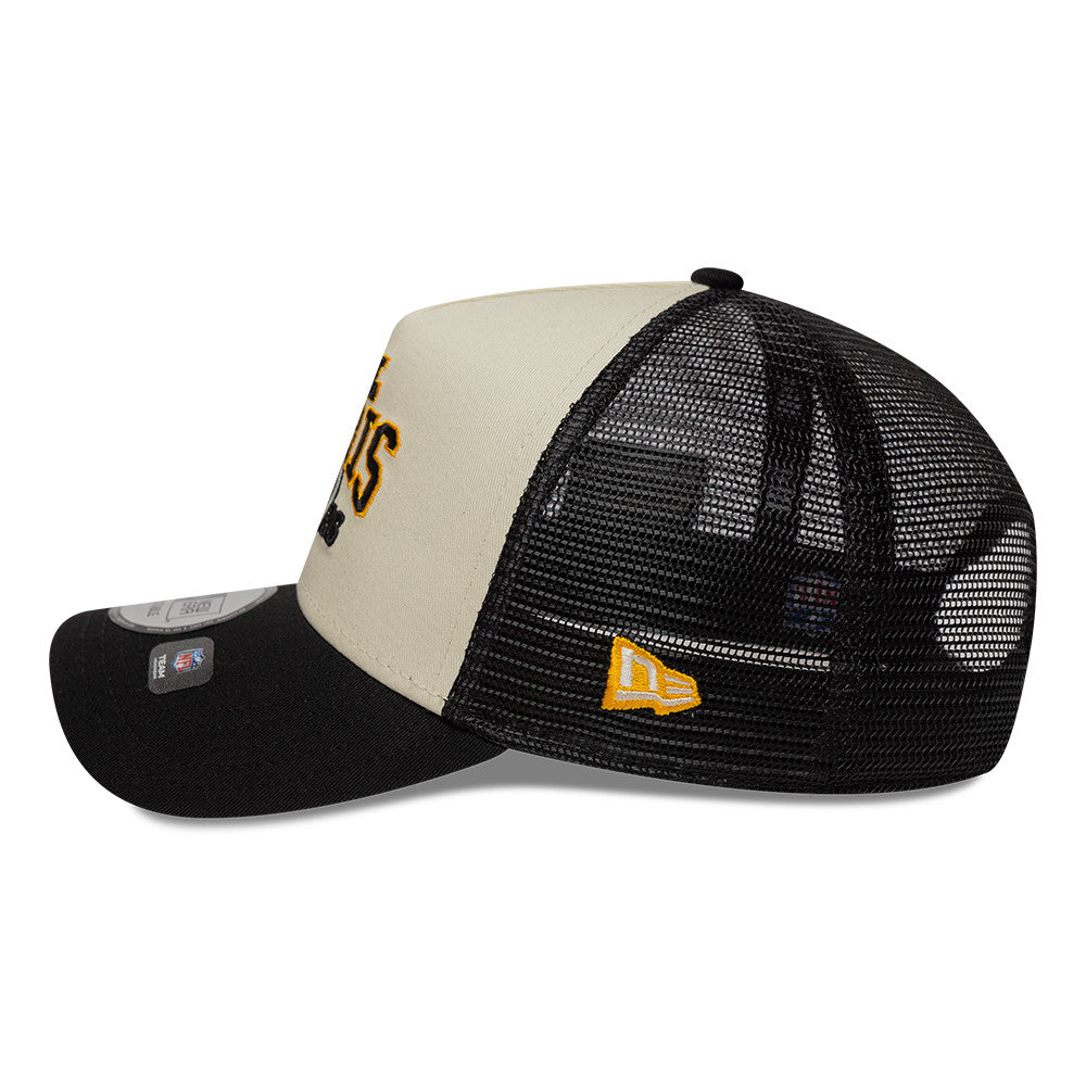 Pittsburgh Steelers New Era 2026 Paris Game 9FORTY A-Frame Trucker NFL Cap Schwarz