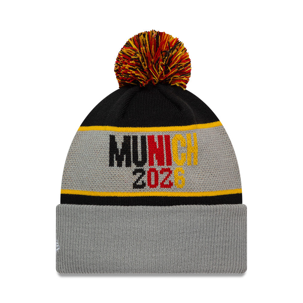 2026 München Game Detroit Lions VS. New England Patriots New Era NFL Cuff Knit Beanie Grau