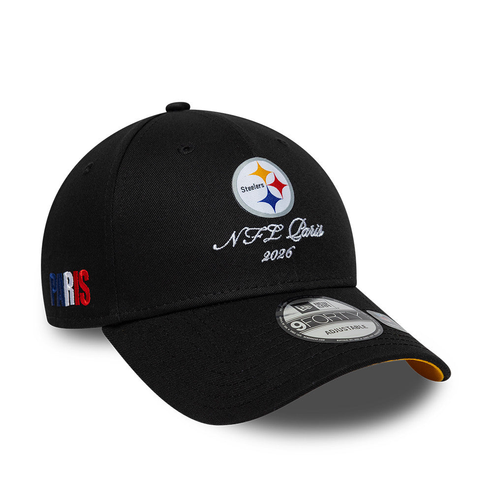 Pittsburgh Steelers New Era 2026 Paris Game Script 9FORTY Snapback NFL Cap Schwarz