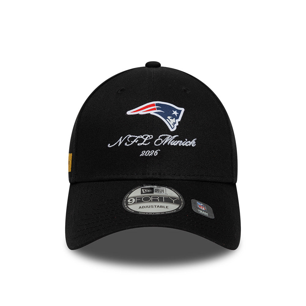 New England Patriots New Era 2026 München Game Script 9FORTY Snapback NFL Cap Schwarz