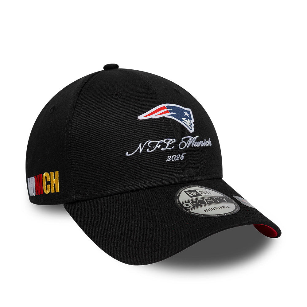 New England Patriots New Era 2026 München Game Script 9FORTY Snapback NFL Cap Schwarz
