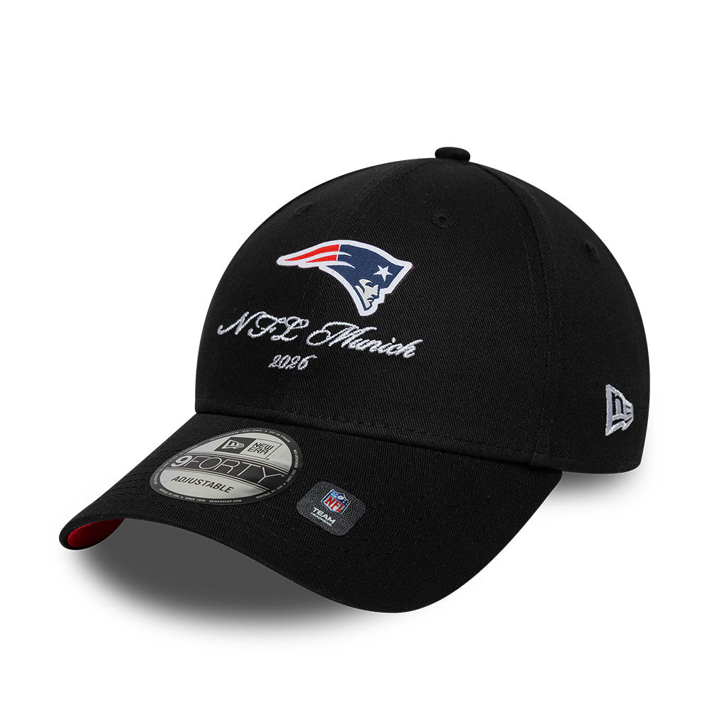 New England Patriots New Era 2026 München Game Script 9FORTY Snapback NFL Cap Schwarz
