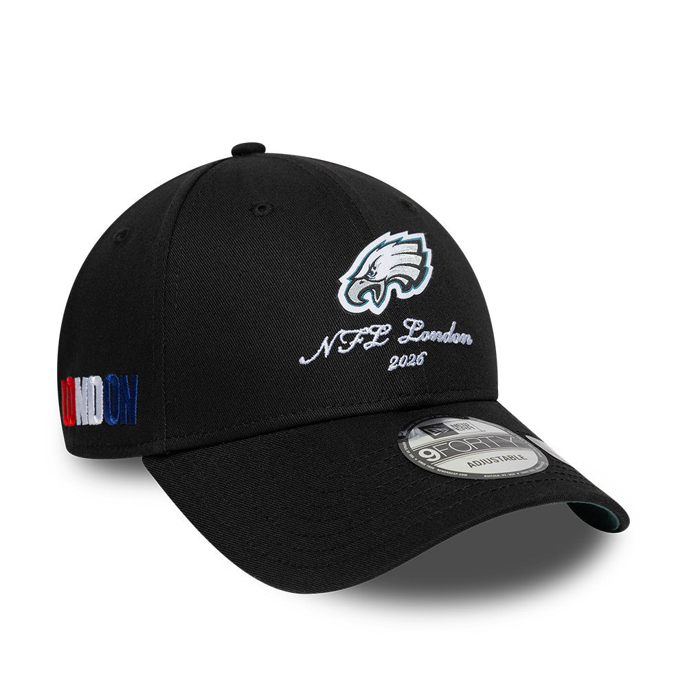 Philadelphia Eagles New Era 2026 London Game Script 9FORTY Snapback NFL Cap Schwarz