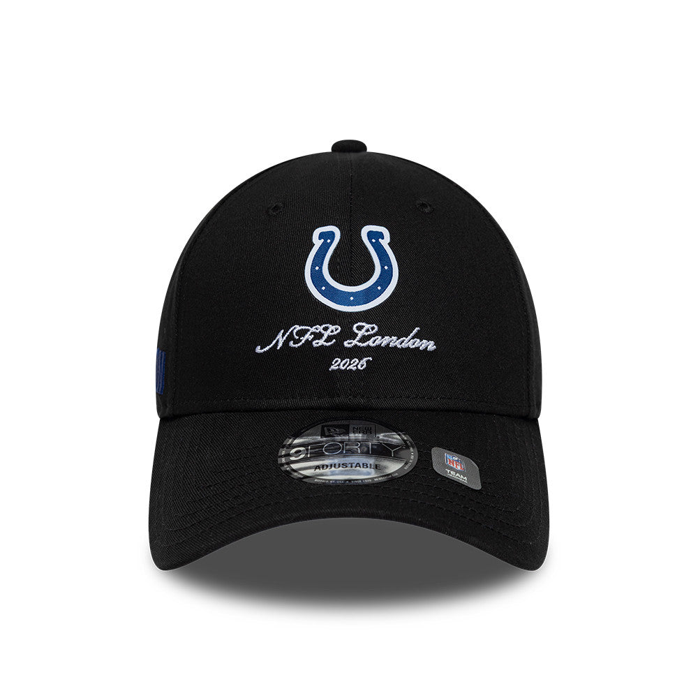Indianapolis Colts New Era 2026 London Game Script 9FORTY Snapback NFL Cap Schwarz