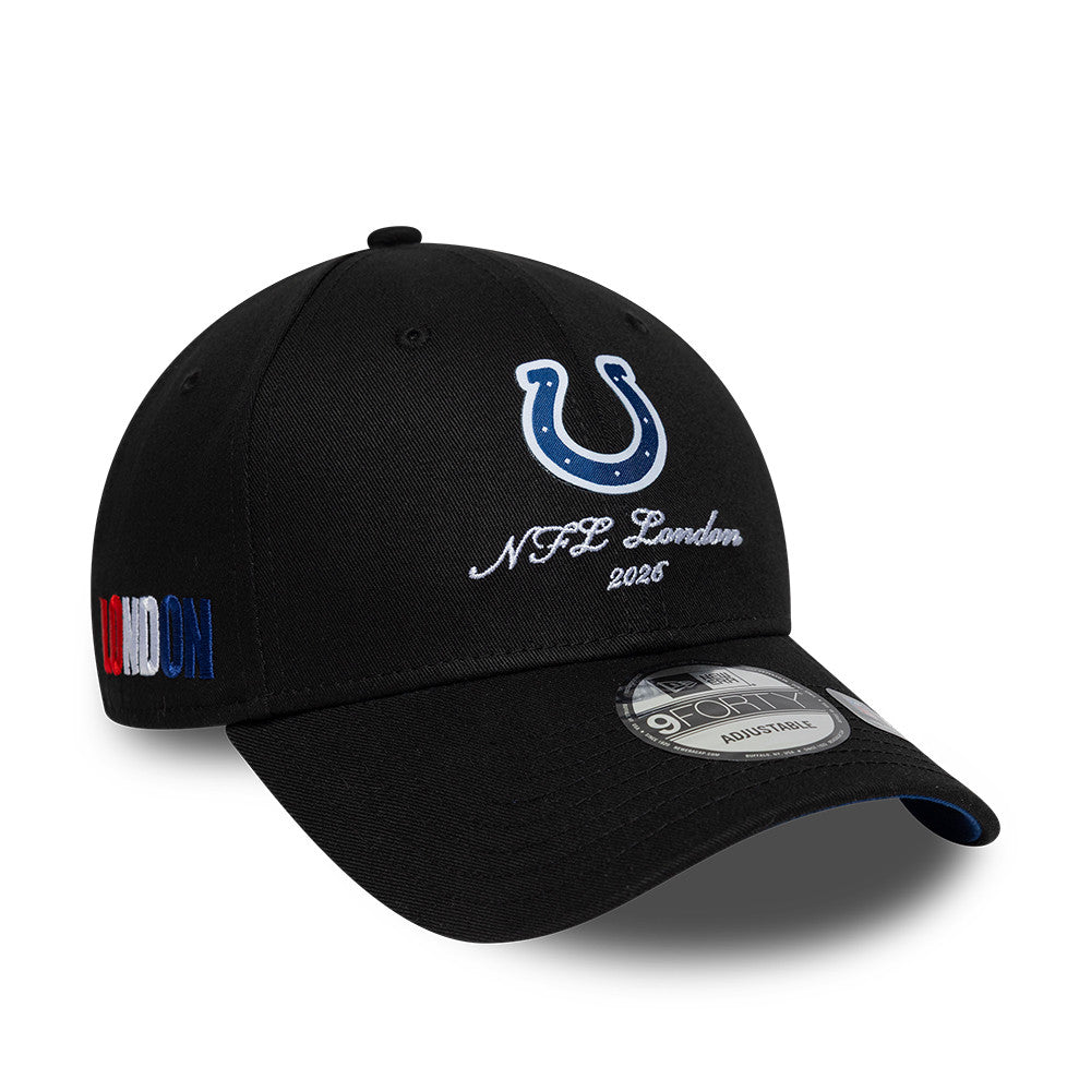 Indianapolis Colts New Era 2026 London Game Script 9FORTY Snapback NFL Cap Schwarz