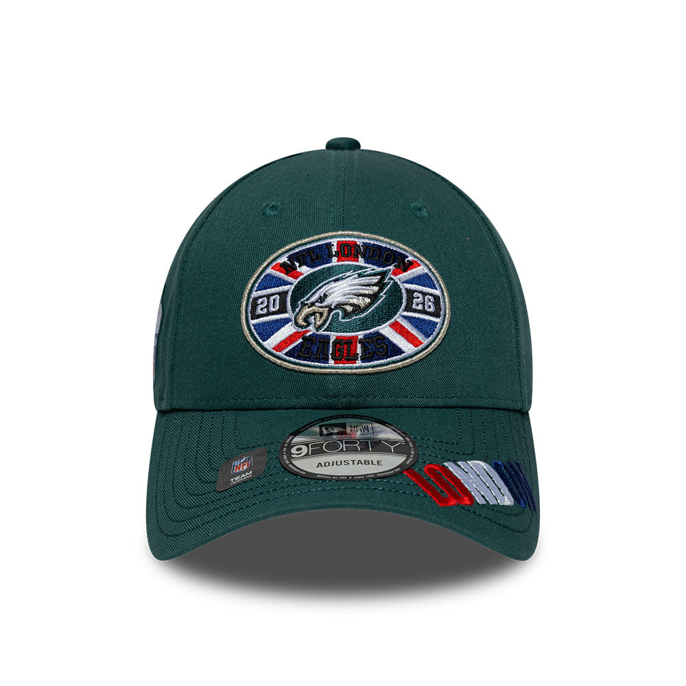 Philadelphia Eagles New Era 2026 London Game 9FORTY Snapback NFL Cap Grün