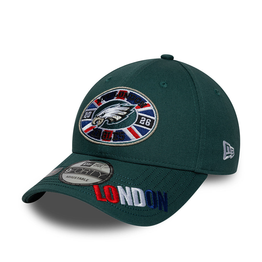 Philadelphia Eagles New Era 2026 London Game 9FORTY Snapback NFL Cap Grün