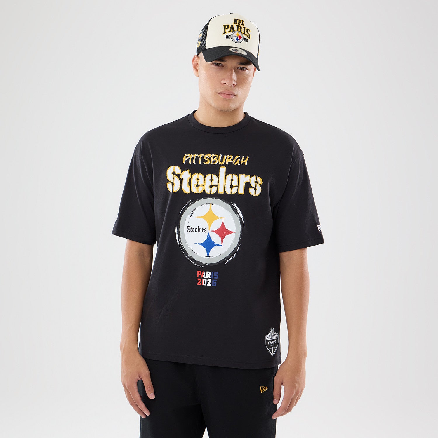Pittsburgh Steelers New Era 2026 London Game Backprint NFL T-Shirt Schwarz