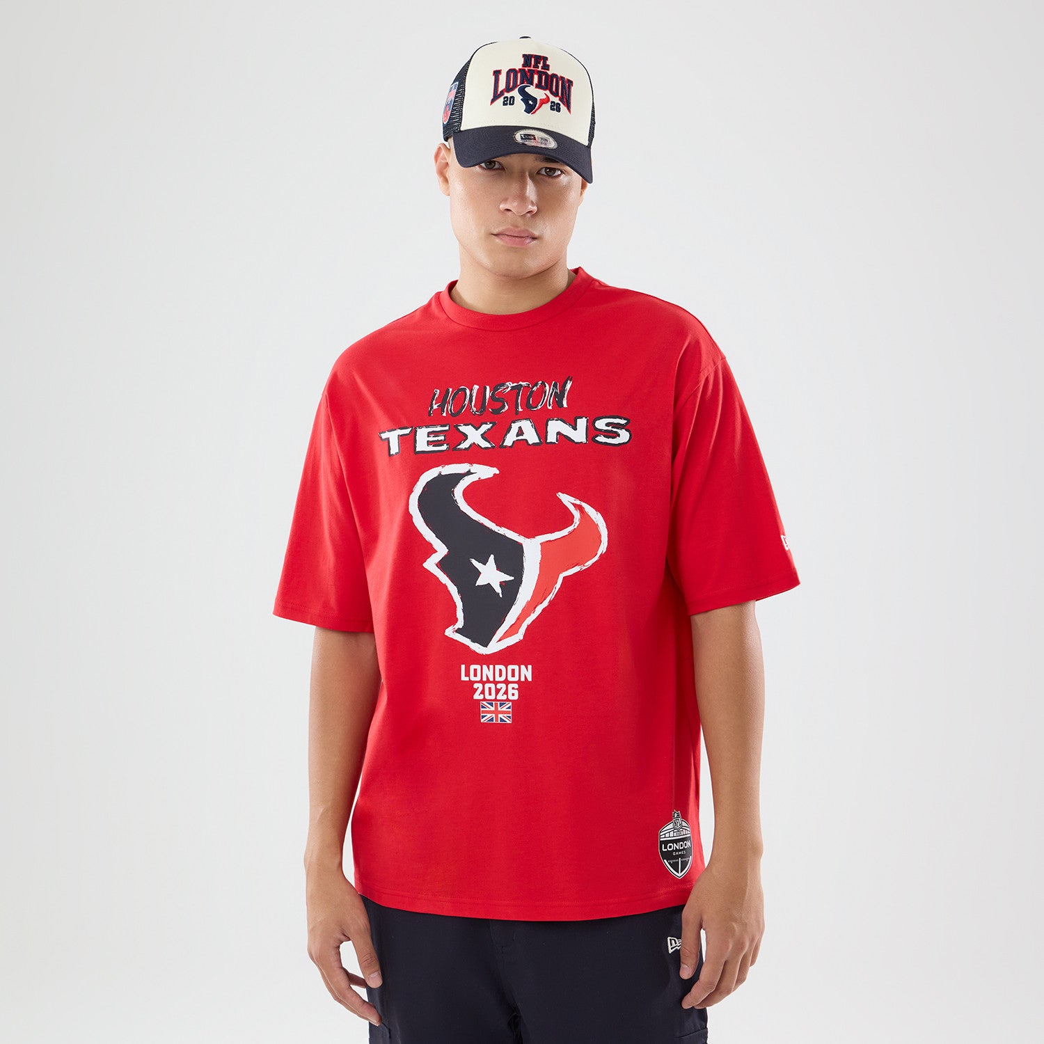 Houston Texans New Era 2026 London Game Backprint NFL T-Shirt Navy Rot
