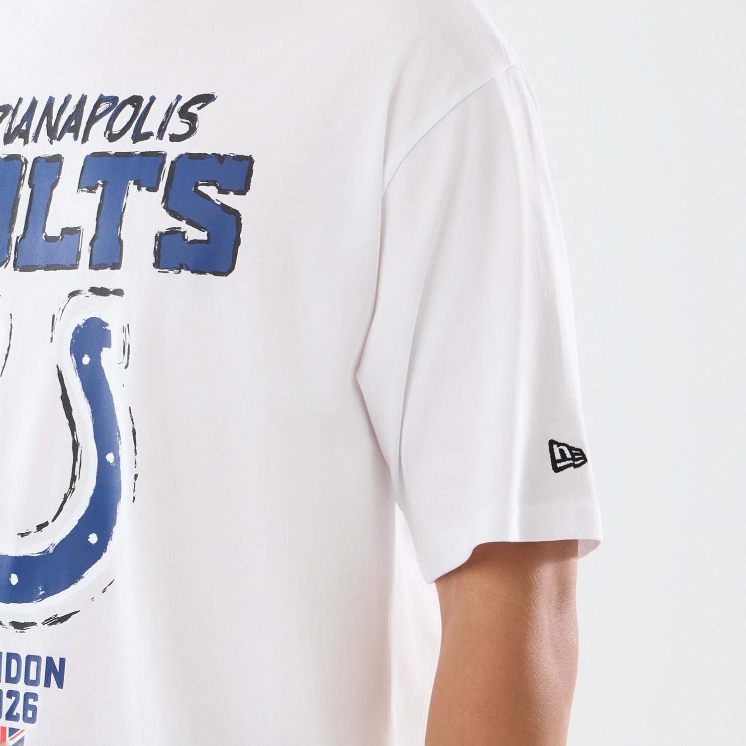 Indianapolis Colts New Era 2026 London Game Backprint NFL T-Shirt Weiß
