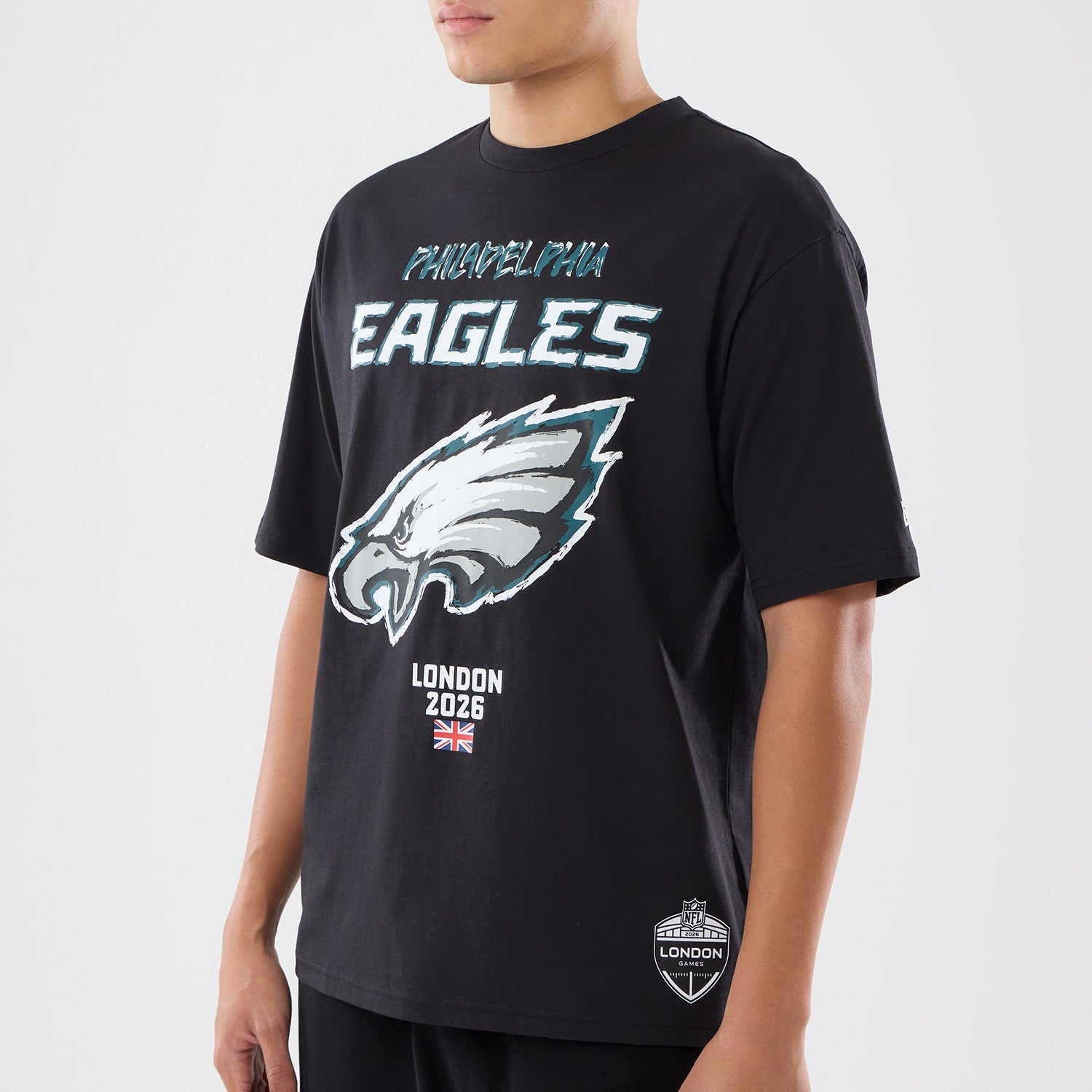 Philadelphia Eagles New Era 2026 London Game Backprint NFL T-Shirt Schwarz