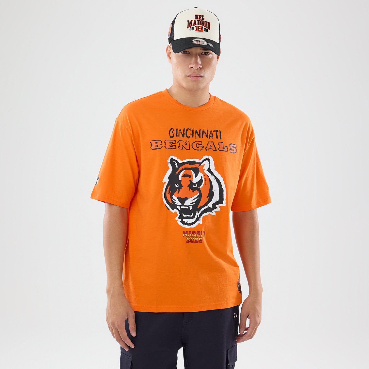 Cincinnati Bengals New Era 2026 Madrid Game Backprint NFL T-Shirt Orange