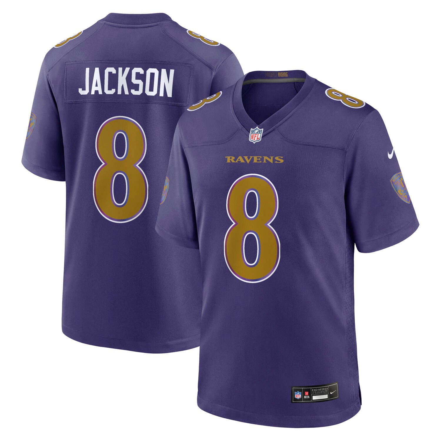 Lamar Jackson #8 Baltimore Ravens 2026 Nike Alternate 2 NFL Trikot Lila