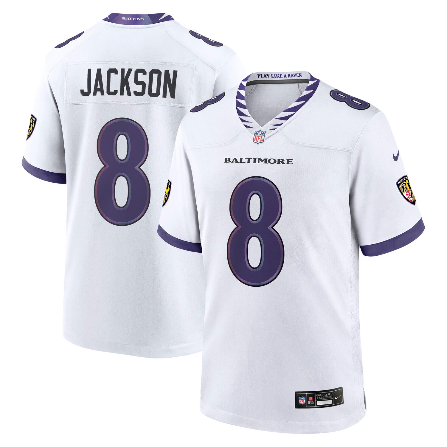 Lamar Jackson #8 Baltimore Ravens 2026 Nike Road NFL Trikot Weiß