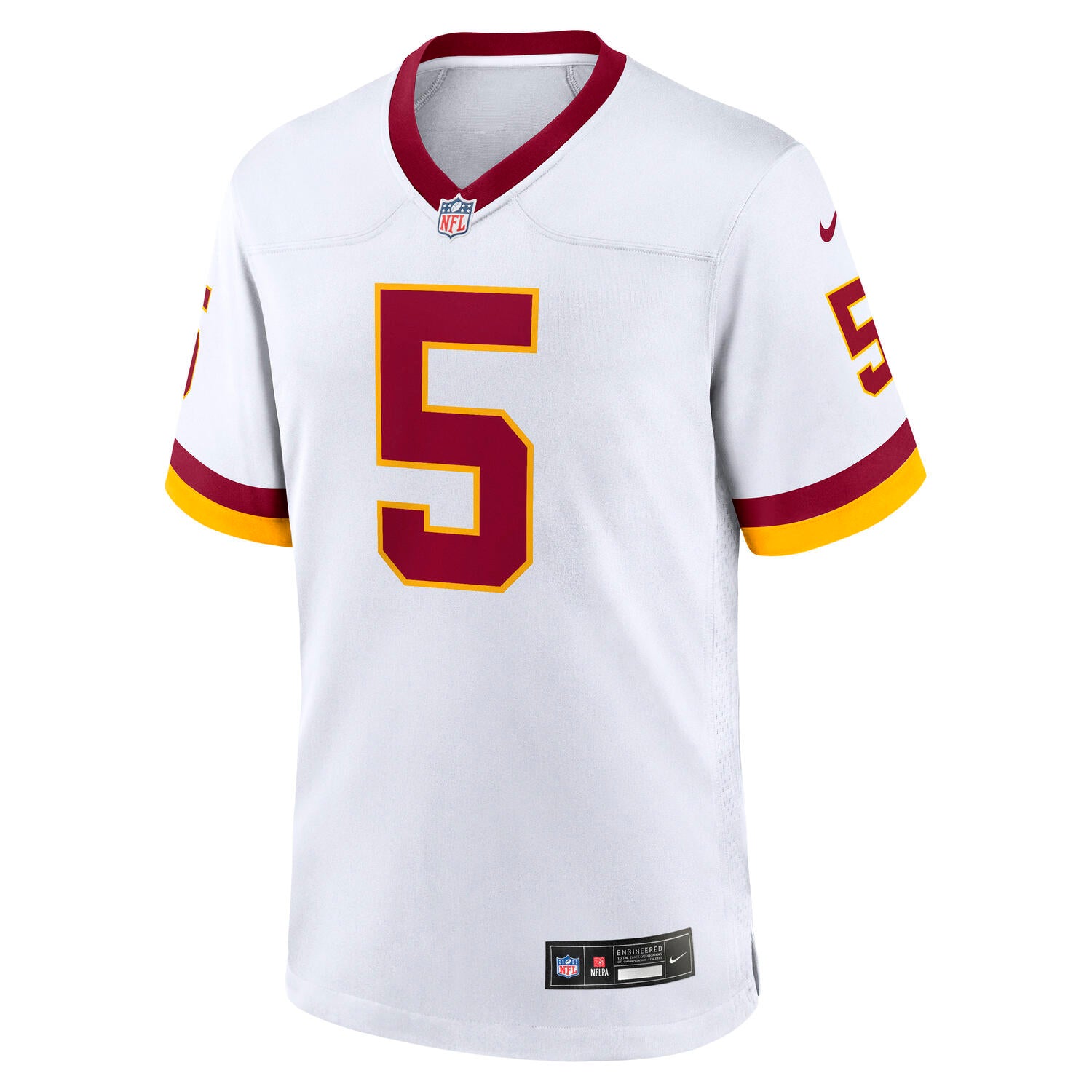 Jayden Daniels #5 Washington Commanders 2026 Road Nike NFL Trikot Weiß