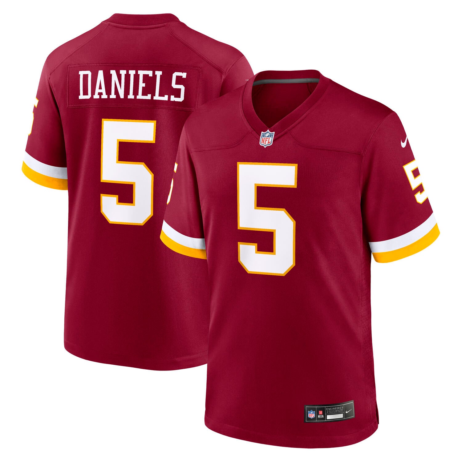 Jayden Daniels #5 Washington Commanders 2026 Home Nike NFL Trikot Rot