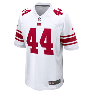 Weißes Nike NFL Trikot Cam Skattebo #44 New York Giants, Road Game, detailreiche Ansicht des Trikots