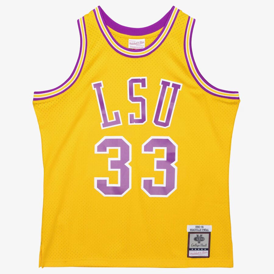 Shaquille O'Neal #33 LSU Tigers Mitchell & Ness NCAA Swingman Trikot 1990 Gelb - STADIUMDREAMS