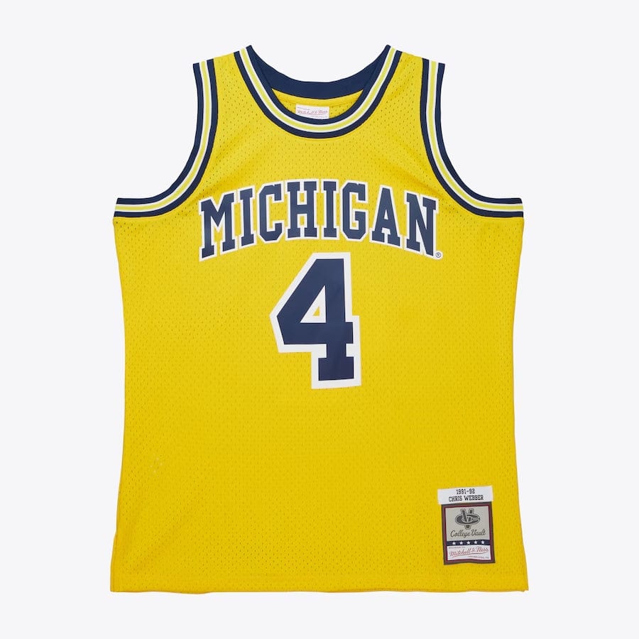 Chris Webber #4 Michigan Wolverines Mitchell & Ness NCAA Swingman Trikot 1991 Gelb - STADIUMDREAMS