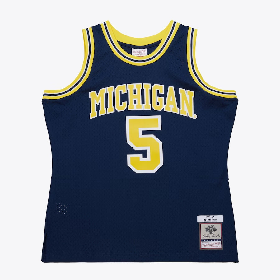 Jalen Rose #5 Michigan Wolverines Mitchell & Ness NCAA Swingman Trikot 1991 Navy