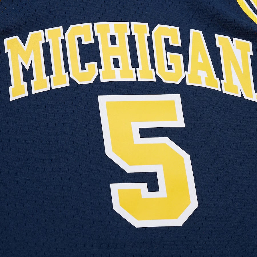 Jalen Rose #5 Michigan Wolverines Mitchell & Ness NCAA Swingman Trikot 1991 Navy