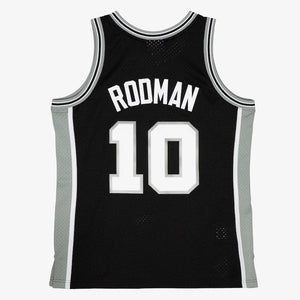 Dennis Rodman #10 San Antonio Spurs Mitchell & Ness NBA Swingman Trikot 1993 Schwarz - STADIUMDREAMS