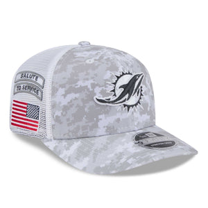 Miami Dolphins 2024 NFL Salute to Service New Era Stretch Snap 9SEVENTY Trucker Cap Weiß - STADIUMDREAMS