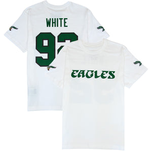 Reggie White #92 Philadelphia Eagles Mitchell & Ness NFL T-Shirt in Weiß, mit Spielernamen und Nummer auf der Vorderseite