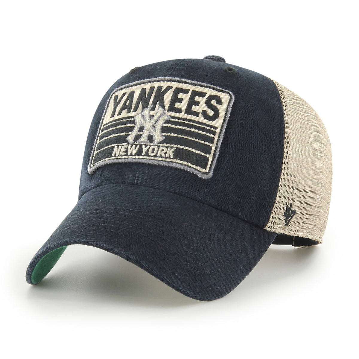 Schwarze New York Yankees '47 Clean Up Tuscaloosa Trucker MLB Cap, 47 BRAND, mit aufgenähtem Yankees-Logo, gebogener Schirm