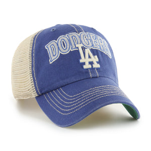 Blauwe Los Angeles Dodgers '47 Clean Up Tuscaloosa Trucker Cap met MLB-logo, ademend en casual, van 47 BRAND, voor fans en casual draagstijl