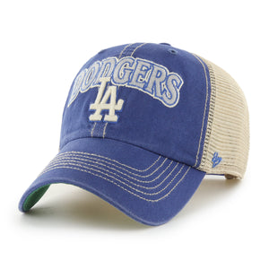 Blaues Cap der Los Angeles Dodgers '47 Clean Up Tuscaloosa Trucker MLB Cap, gebrandet von 47 BRAND, mit gesticktem Dodgers-Logo