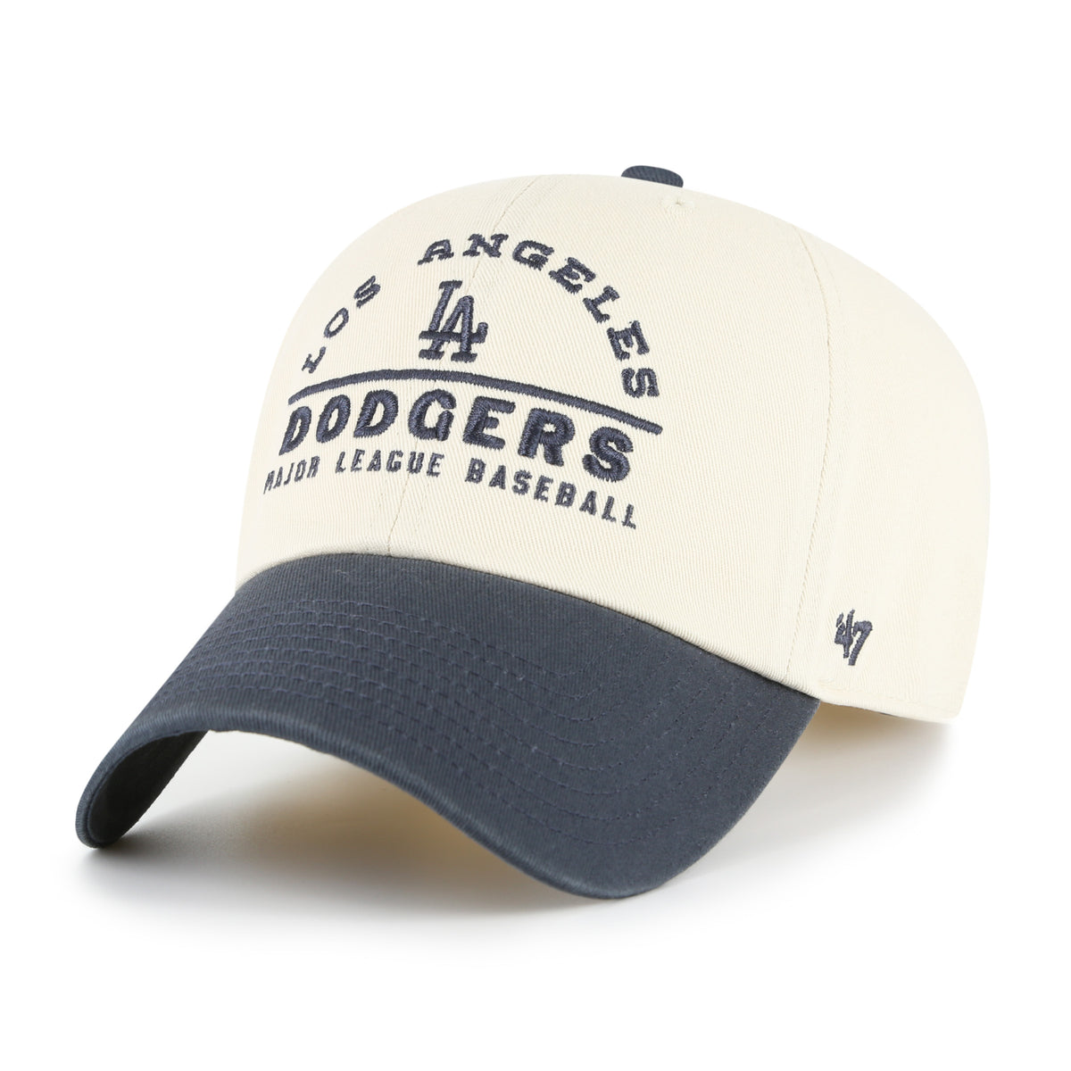 Beige Los Angeles Dodgers '47 Windham Clean Up MLB Cap, Baumwollcap mit Dodgers-Logo, entspannter Style, 47 Brand.