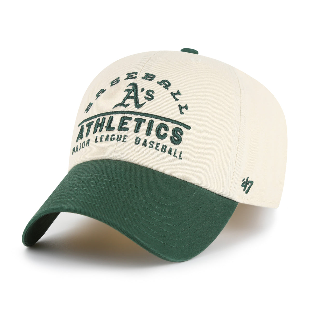 Beige 47 BRAND Oakland Athletics Windham Cap mit aufgesticktem Teamlogo und verstellbarem Schirm, Baseball-Cap für Fans